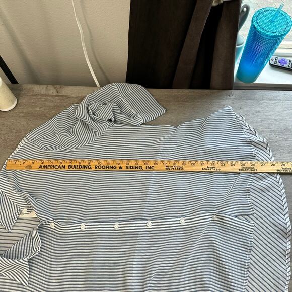 Chico's Sheer 3/4 Sleeve Striped Blouse Peplum Back Hem 3 XL - Picture 8 of 9